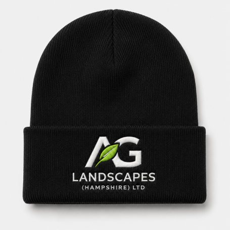Landscape company beanie hat embroidery.