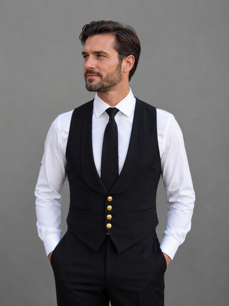 Black royal navy waistcoat
