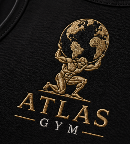 Gym vest embroidery.